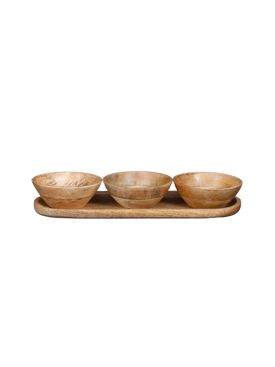 Edelman Wooden Dessert Tower Stand 3 Slots Brown Ø36xY5cm P36xW12xH5cm