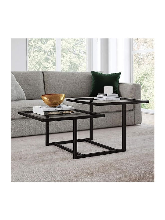 Square Coffee Table Glass Metal/glass L100xW60xH45cm