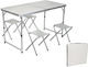 Campingmöbel Tischset für Camping Faltbar 120x70x60cm Weiß