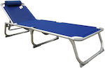 ForHome Foldable Aluminum Beach Sunbed Blue with Pillow 178x56x28cm