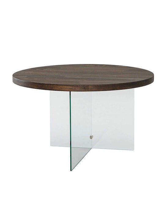 Round Coffee Table Serenity Glass Clear-walnut L70xW70xH40cm