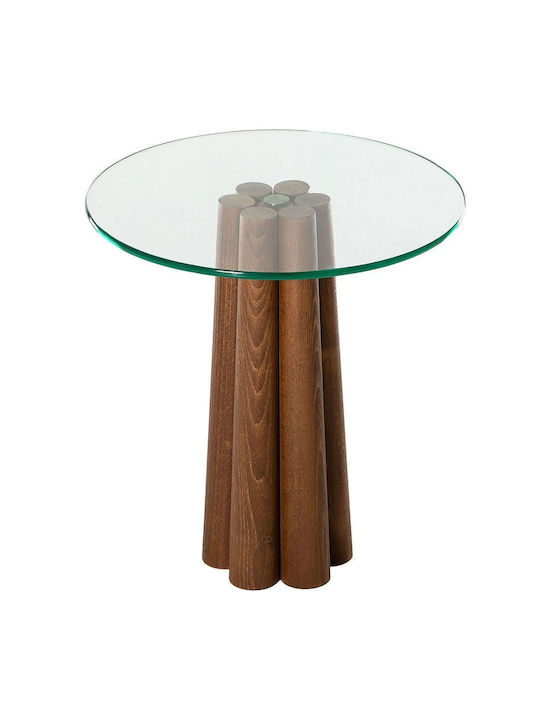 Round Side Table Thales made of Solid Wood Clear-walnut L50xW50xH50cm