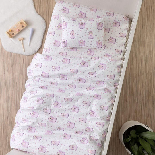 Borea Fairy Baby Sheets Set Crib Cotton Lilac 120x160cm 3pcs