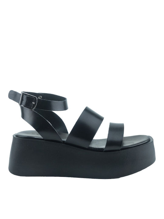 Baroque Damen Flache Sandalen in Schwarz Farbe