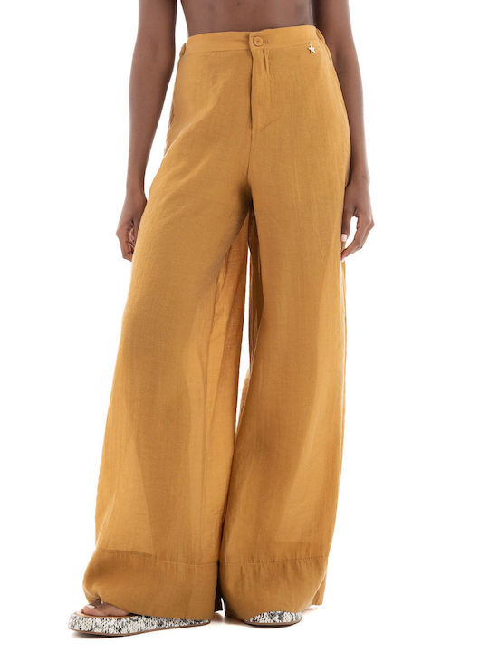 Souvenir Women's Fabric Trousers Yellow