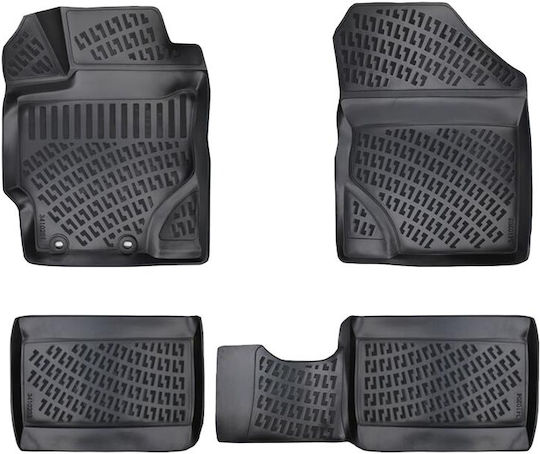 AMiO Set of Front and Rear Mats 4pcs Tray Type for Toyota Yaris 2013-2020 Black