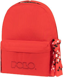 Polo Училищна Чанта Обратно в Червен цвят Д32 x Ш18 x В40см 2024