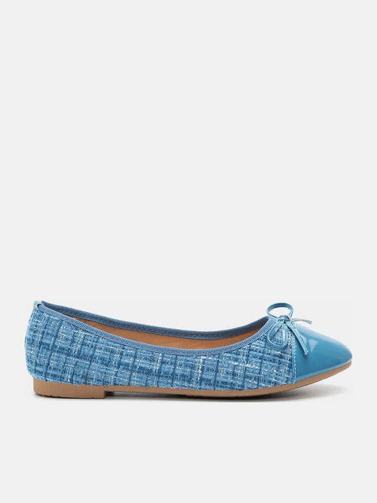 Damen Ballerinas Spitz zulaufend in Hellblau Farbe