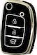 Car Key Cover Case made of with 3 Buttons for Hyundai in Black Color