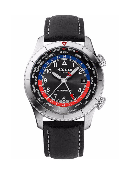 Alpina Uhr Batterie mit Schwarz Lederarmband