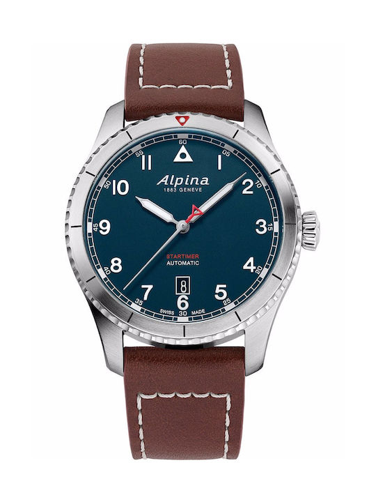 Alpina Watch Battery with Brown Leather Strap