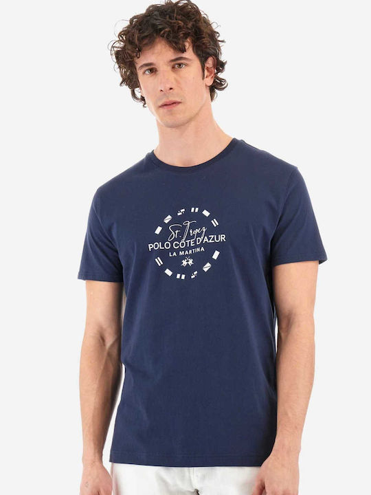 La Martina T-shirt Bărbătesc cu Mânecă Scurtă dark blue