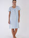 Vienetta Secret Summer Cotton Women's Nightdress Light Blue Vienetta