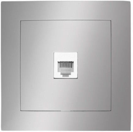 Adeleq Complete Single Telephone Socket Silver 15-0186