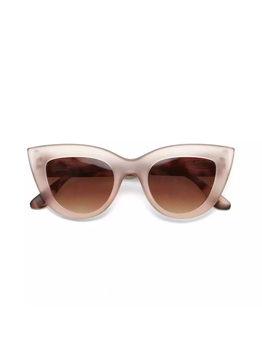 Okkia Women's Sunglasses with Pink Tartaruga Plastic Frame and Brown Gradient Lens OK013PH