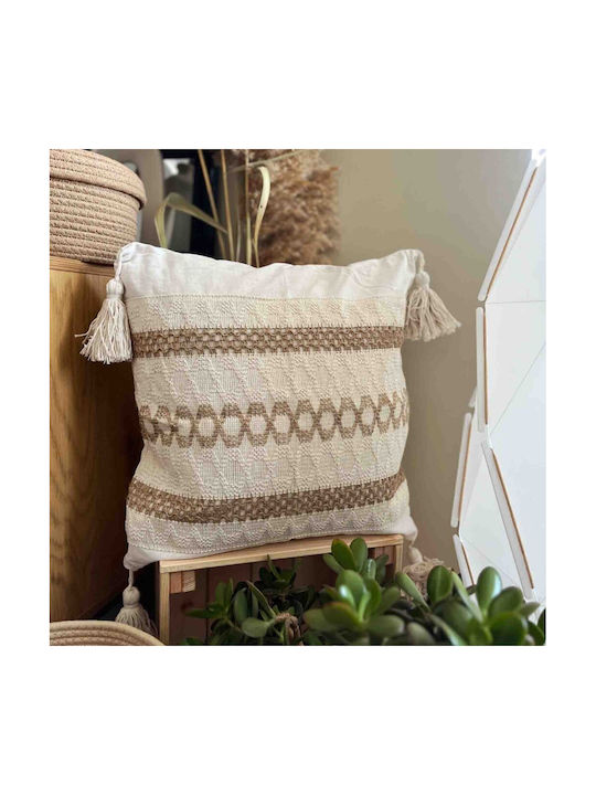 Μαξιλάρι Καναπέ Boho Λευκό 45x45εκ.