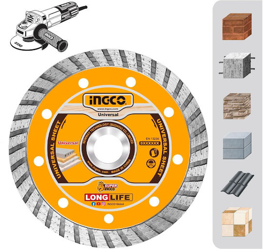 Ingco Turbo Δίσκος Κοπής Δομικών Υλικών 115mm