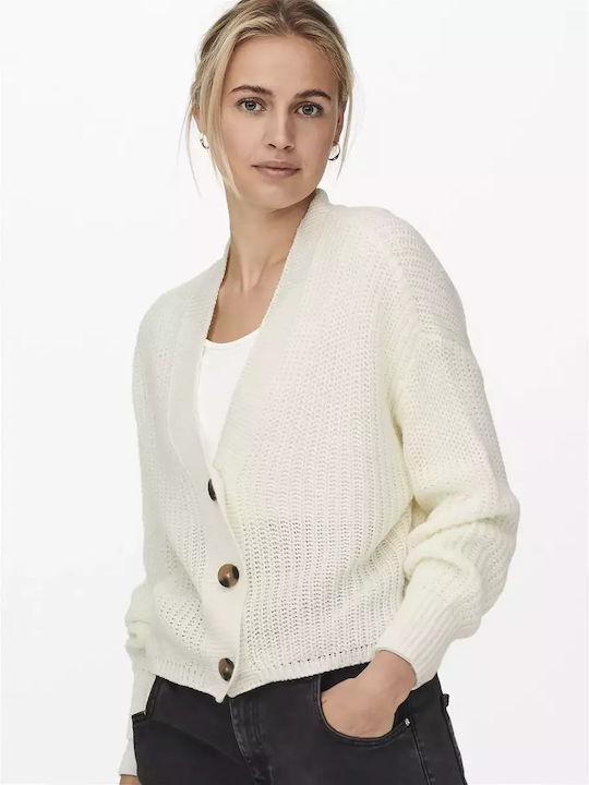 Only Women's Knitted Cardigan with Buttons white