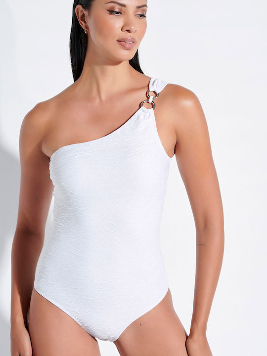 Bilitis One-Piece Swimsuit with One Shoulder White