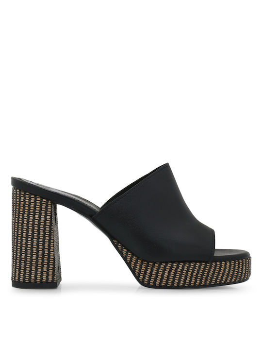 Tsakiris Mallas Heel Leather Mules Black