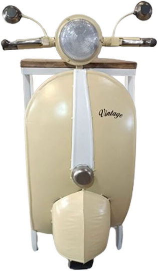 Правоъгълна Странична Кафе Маса Mini Vespa Метална Кремаво Бяла Натурална Ш45xД61xВ88см