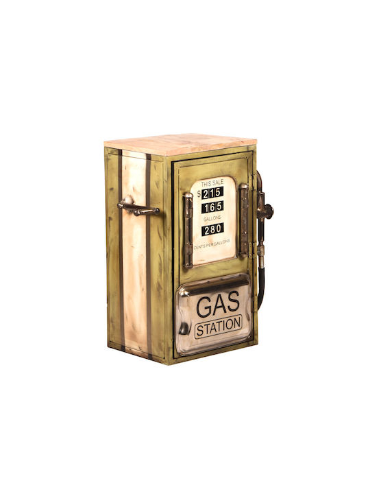 Square Side Table Gas Pump Metal Multicolour 36x57x71 cm