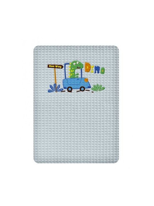 Adam Home Blanket Cot Dino Waffle Blue Blue 110...