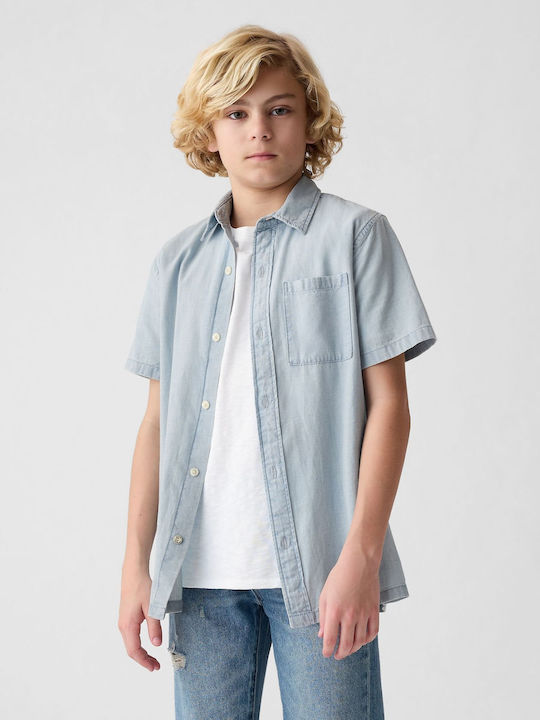 GAP Kids One Color Denim Shirt Blue