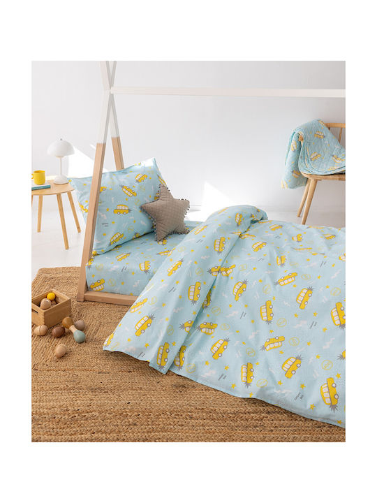 Palamaiki Sheet Set Single with Elastic Band Cotton My Kingdom Blue-yellow 100x200cm 3pcs