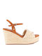 Women's Leather Platform Shoes Beige