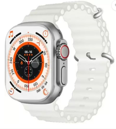 S9 Ultra 49mm Smartwatch mit Pulsmesser (Weiß)