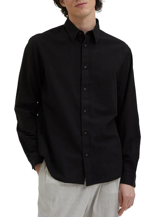 Selected Men's Shirt Long Sleeve Cotton Black