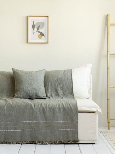 Nima Azura Ριχτάρι Τριθέσιου Καναπέ Γκοφρέ 180x300εκ. Khaki