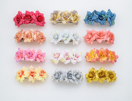 Hair Barrette with Flower Orange