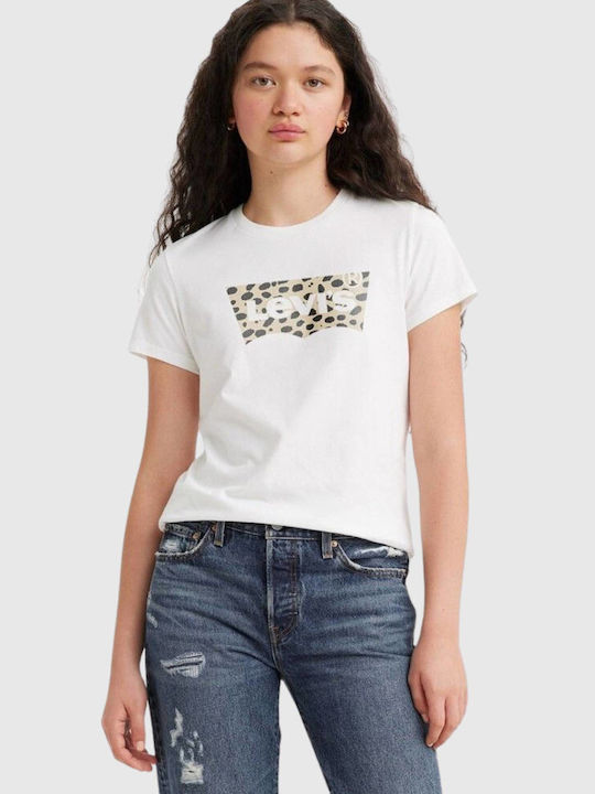 Levi's Γυναικείο Αθλητικό T-shirt Fast Drying Animal Print Λευκό