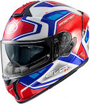 Premier Red / Blue / White Cască de motocicletă Față întreagă ECE 22.06 1500gr cu Pinlock și vizor solar