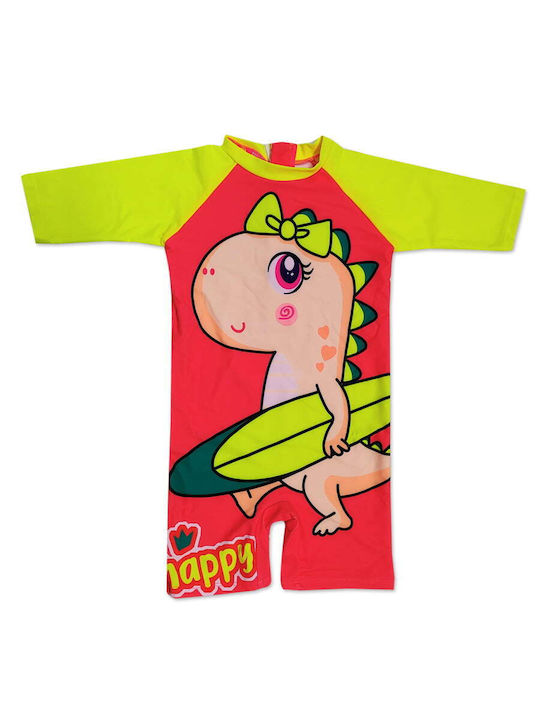 Flower Kids One Piece Swimsuit One Piece Sunscreen Uv Swimsuit Overalls Designs Happy Dinosaur