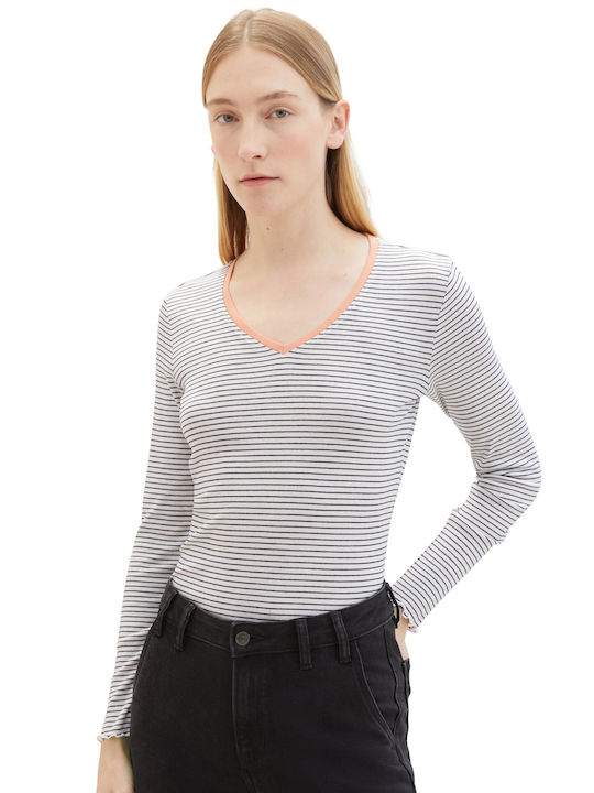 Tom Tailor Γυναικεία Μπλούζα Ριγέ Offwhite Navy Stripe
