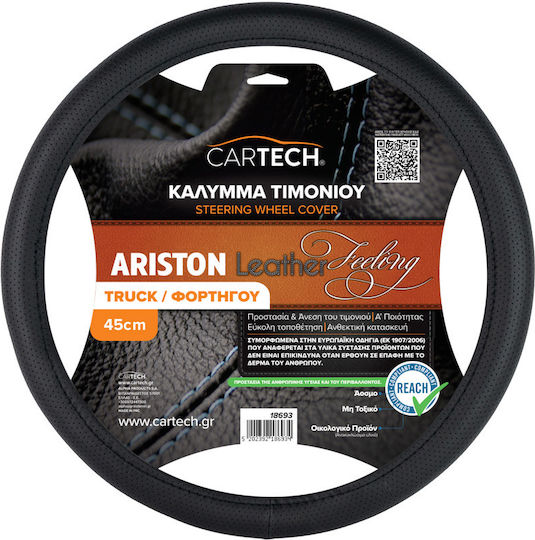 Steering Wheel Cover Ariston Leather Feeling Truck Cover Black 45cm W Reach