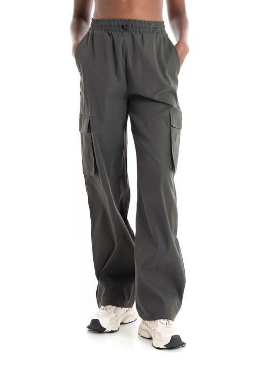 Only Women's Cotton Cargo Trousers with Elastic Washed Black