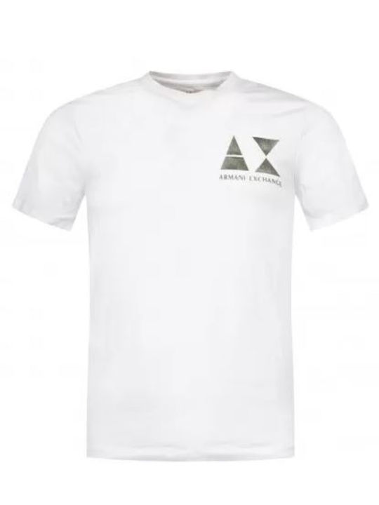 Armani Exchange T-shirt Bărbătesc cu Mânecă Scurtă Alb