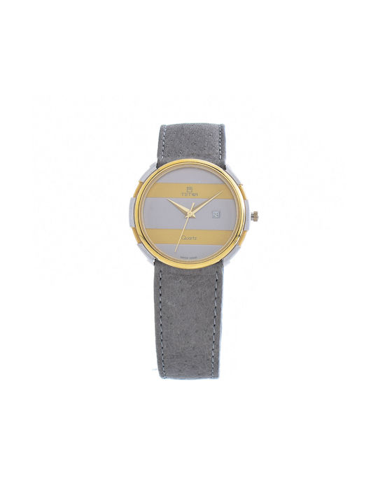 Tetra Uhr mit Gray Lederarmband