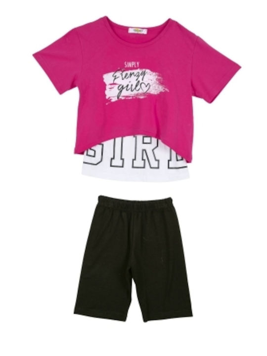 Frenzy Set pentru copii cu Colanți Vara 2buc Fuchsia Black