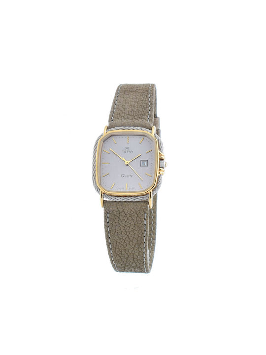 Tetra Uhr mit Gray Lederarmband