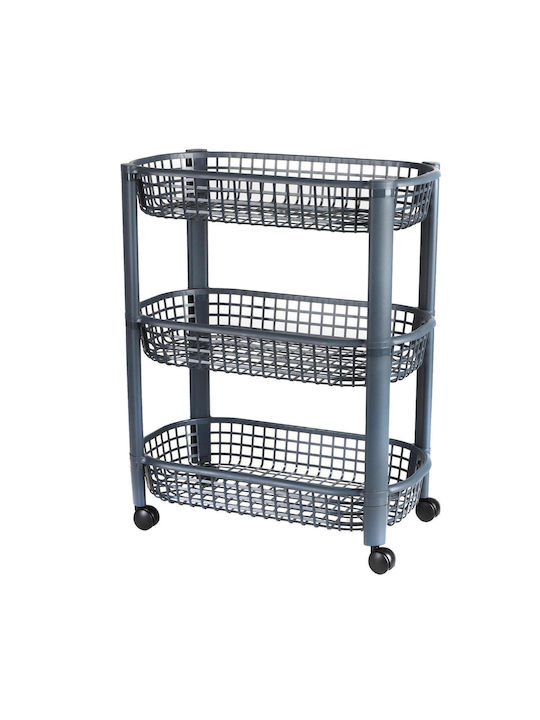 Kitchen Rack Plastic 3 Tiers Blue 46.5x26x59cm