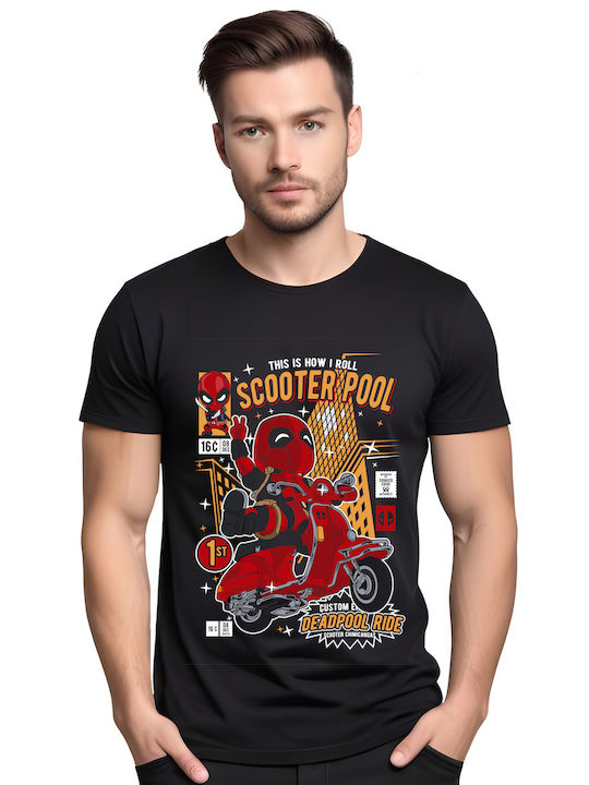 Deadpool Scooter Θεματική Μπλούζα με Στάμπα Μαύρη