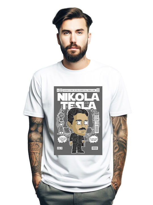 Pop Culture Nikola Tesla T-shirt White