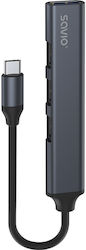 Savio USB Hub 4 Θυρών (USB-C) Savio USB Hub 4 Θυρών (USB-C)