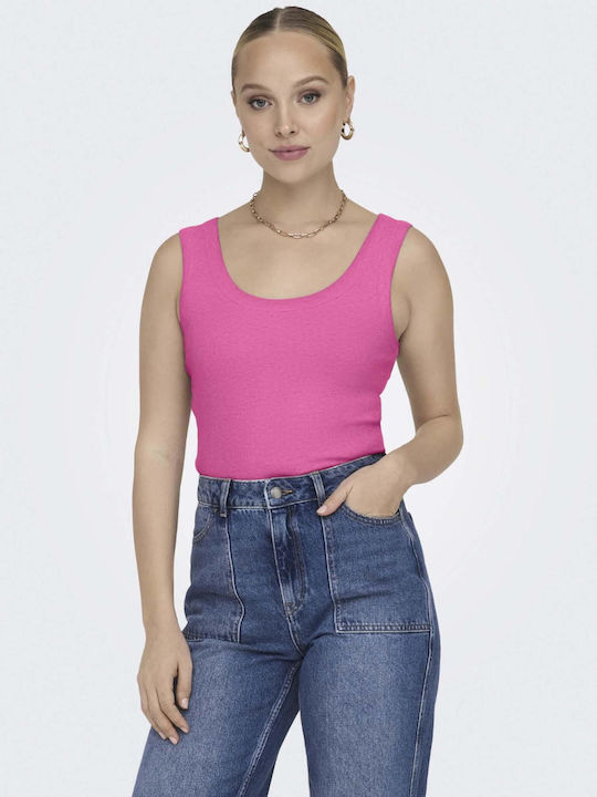 Only Damen Crop Top Langärmelig Fuchsie