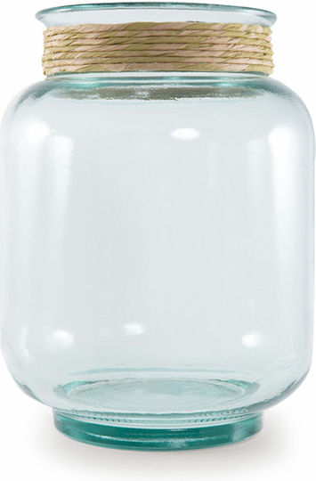 Nef-Nef Homeware Διακοσμητικό Βάζο Γυάλινο Raffia Λευκό Φ25xΥ25cm